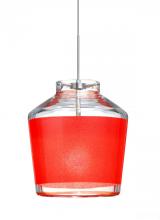  1XC-PIC6RD-LED-SN - Besa Pendant Pica 6 Satin Nickel Red Sand 1x5W LED