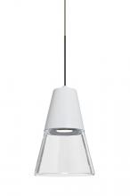  1XC-TIMO6WC-LED-BR - Besa, Timo 6 Cord Pendant,Clear/White, Bronze Finish, 1x9W LED