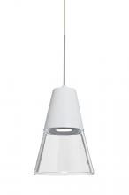  1XC-TIMO6WC-LED-SN - Besa, Timo 6 Cord Pendant,Clear/White, Satin Nickel Finish, 1x9W LED