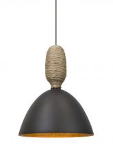  1XT-CREED-LED-BR - Besa Creed Cord Pendant, Dark Bronze With Gold Reflector, Bronze Finish, 1x9W LED