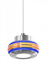 1XT-FLOW00-BLAM-LED-SN - Besa, Flower Cord Pendant, Blue/Amber, Satin Nickel Finish, 1x6W LED