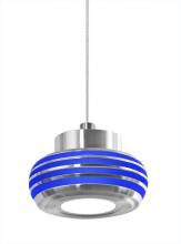  1XT-FLOW00-BLBL-LED-SN - Besa, Flower Cord Pendant, Blue/Blue, Satin Nickel Finish, 1x6W LED