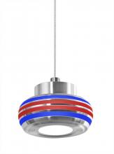  1XT-FLOW00-BLRD-LED-SN - Besa, Flower Cord Pendant, Blue/Red, Satin Nickel Finish, 1x6W LED