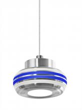  1XT-FLOW00-CLBL-LED-SN - Besa, Flower Cord Pendant, Clear/Blue, Satin Nickel Finish, 1x6W LED