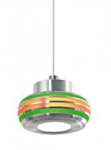  1XT-FLOW00-GRAM-LED-SN - Besa, Flower Cord Pendant, Green/Amber, Satin Nickel Finish, 1x6W LED