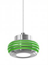  1XT-FLOW00-GRGR-LED-SN - Besa, Flower Cord Pendant, Green/Green, Satin Nickel Finish, 1x6W LED