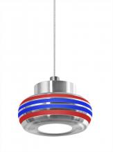 1XT-FLOW00-RDBL-LED-SN - Besa, Flower Cord Pendant, Red/Blue, Satin Nickel Finish, 1x6W LED