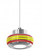  1XT-FLOW00-RDYL-LED-SN - Besa, Flower Cord Pendant, Red/Yellow, Satin Nickel Finish, 1x6W LED