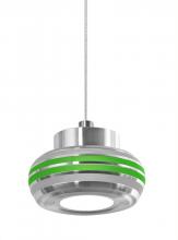  1XT-FLOW00-SLGR-LED-SN - Besa, Flower Cord Pendant, Silver/Green, Satin Nickel Finish, 1x6W LED