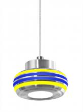  1XT-FLOW00-YLBL-LED-SN - Besa, Flower Cord Pendant, Yellow/Blue, Satin Nickel Finish, 1x6W LED