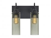  2WG-JUNI10MS-EDIL-BK - Besa Juni 10 Vanity, Moss Bubble, Black Finish, 2x7W LED Filament