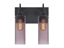  2WG-JUNI10PL-EDIL-BK - Besa Juni 10 Vanity, Plum Bubble, Black Finish, 2x7W LED Filament