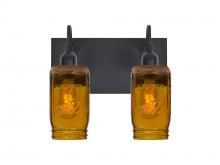  2WG-MILO4AM-EDIL-BK - Besa Milo 4 Vanity, Amber, Black Finish, 2x7W LED Filament