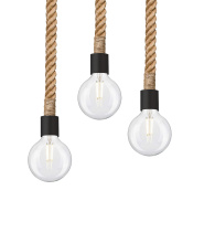 Besa Lighting 3JW-SOLO-BK - Besa Solo Rope Pendant, Black, 3x75W T8