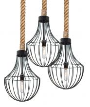  3JW-SULTANA-F-BK - Besa Sultana Flare Rope Pendant, Black, 3x40W T10