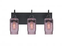 Besa Lighting 3WG-MILO4PL-EDIL-BK - Besa Milo 4 Vanity, Purple, Black Finish, 3x7W LED Filament