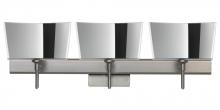  3SW-6773MR-LED-SN-SQ - Besa Groove Wall With SQ Canopy 3SW Mirror-Frost Satin Nickel 3x5W LED