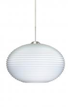  J-491307-LED-SN - Besa Pendant For Multiport Canopy Pape 12 Satin Nickel Opal Ribbed 1x9W LED