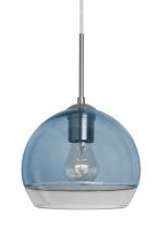  J-ALLY8BL-SN - Besa, Ally 8 Cord Pendant For Multiport Canopy, Coral Blue/Clear, Satin Nickel Finish