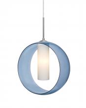  J-PLATOBL-LED-SN - Besa, Plato Cord Pendant For Multiport Canopies, Blue/Opal, Satin Nickel Finish, 1x5W