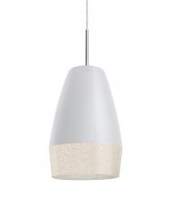 Besa Lighting J-ABU12WH-SN - Besa, Abu 12 Cord Pendant for Mulitport Canopy, White/Glitter, Satin Nickel Finish