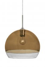  J-ALLY12AM-SN - Besa, Ally 12 Cord Pendant For Multiport Canopy, Amber/Clear, Satin Nickel Finish, 1x