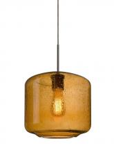  J-NILES10AM-EDIL-BR - Besa Niles 10 Pendant For Multiport Canopy, Amber Bubble, Bronze Finish, 1x4W LED Fil