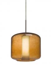  J-NILES10AO-BR - Besa Niles 10 Pendant For Multiport Canopy, Amber Bubble/Opal, Bronze Finish, 1x60W M