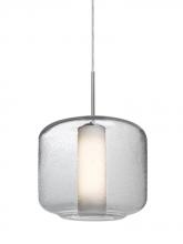  J-NILES10CO-SN - Besa Niles 10 Pendant For Multiport Canopy, Clear Bubble/Opal, Satin Nickel Finish, 1