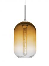  J-OMEGA12AM-EDIL-SN - Besa, Omega 12 Cord Pendant For Multiport Canopies, Amber/Clear, Satin Nickel Finish,