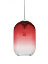  J-OMEGA12RD-SN - Besa, Omega 12 Cord Pendant For Multiport Canopies,Red/Clear, Satin Nickel Finish, 1x
