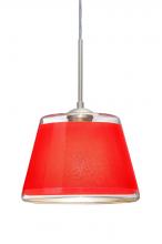  J-PIC9RD-LED-SN - Besa Pendant For Multiport Canopy Pica 9 Satin Nickel Red Sand 1x9W LED
