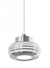  X-FLOW00-FRCL-LED-SN - Besa, Flower Cord Pendant For Multiport Canopy, Frost/Clear, Satin Nickel Finish, 1x3