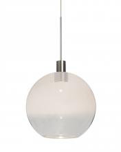 Besa Lighting X-NEWTON8WC-LED-SN - Besa, Newton 8 Cord Pendant for Multiport Canopy, Milky White/Clear, Satin Nickel Fin