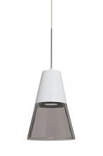  X-TIMO6WS-LED-SN - Besa, Timo 6 Cord Pendant For Multiport Canopies,Smoke/White, Satin Nickel Finish, 1x
