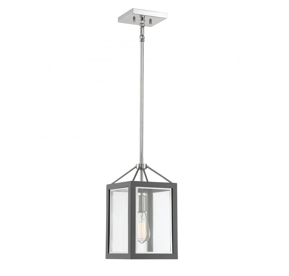 Champlin 1-Light Pendant in Gray with Polished Nickel Accents