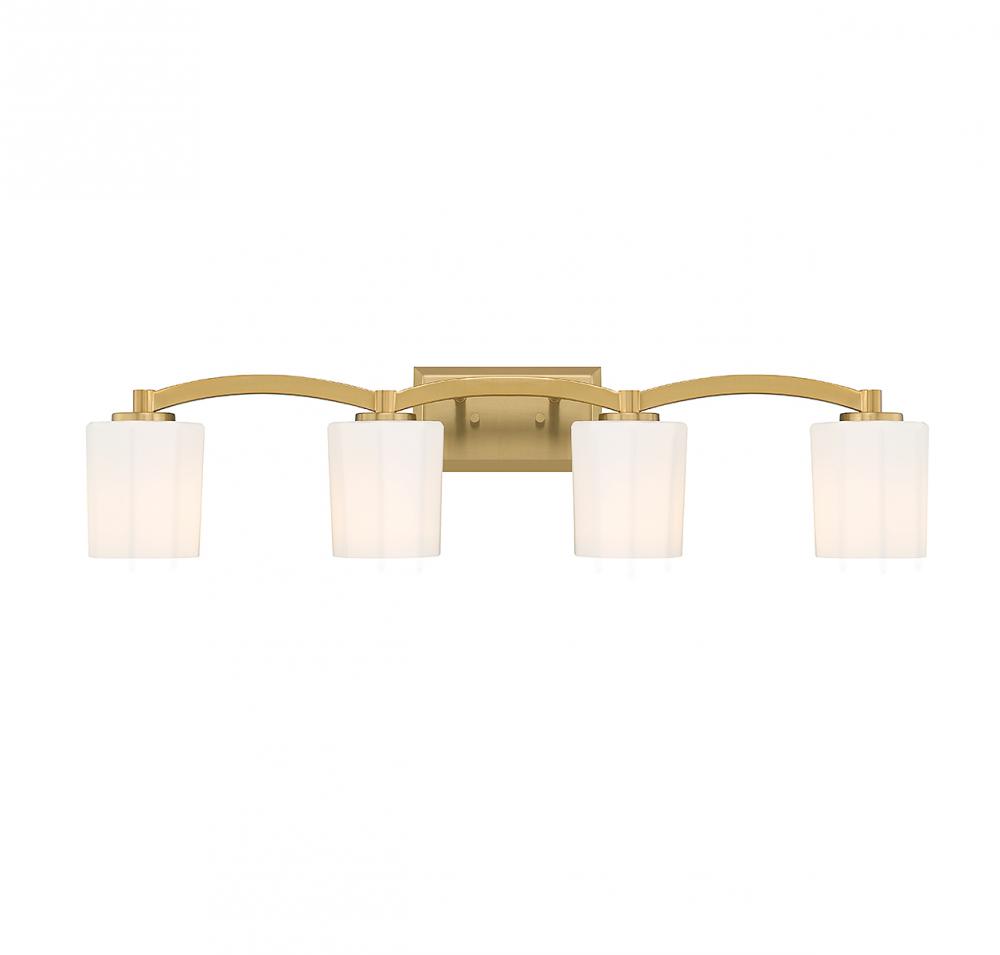 Whitney 4-Light Bathroom Vanity Light in Warm Brass