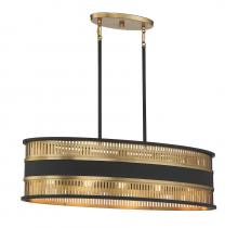  1-1813-5-143 - Eclipse 5-Light Linear Chandelier in Matte Black with Warm Brass Accents