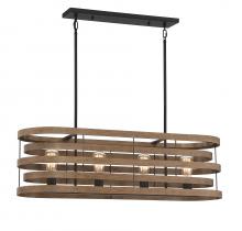  1-2965-4-36 - Blaine 4-Light Linear Chandelier in Natural Walnut with Black Accents