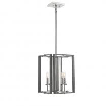  3-8881-4-175 - Champlin 4-Light Pendant in Gray with Polished Nickel Accents