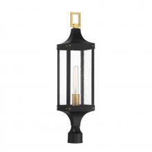  5-278-144 - Glendale 1-Light Outdoor Post Lantern in Matte Black and Weathered Brushed Brass