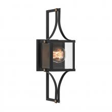  5-473-144 - Raeburn 1-Light Outdoor Wall Lantern in Matte Black and Weathered Brushed Brass