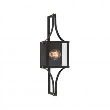  5-474-144 - Raeburn 1-Light Outdoor Wall Lantern in Matte Black and Weathered Brushed Brass