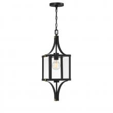  5-475-144 - Raeburn 1-Light Outdoor Hanging Lantern in Matte Black and Weathered Brushed Brass