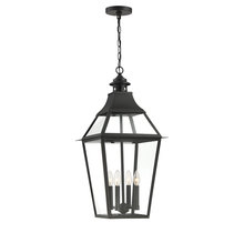  5-723-153 - Jackson 4-Light Outdoor Hanging Lantern in Matte Black with Gold Highlights