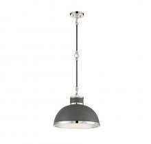  7-8882-1-175 - Corning 1-Light Pendant in Gray with Polished Nickel Accents