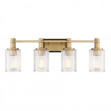  8-1102-4-143 - Concord 4-Light Bathroom Vanity Light in Matte Black with Warm Brass