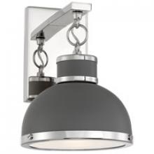  9-8884-1-175 - Corning 1-Light Wall Sconce in Gray with Polished Nickel Accents
