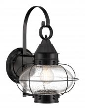  1324-BL-SE - Cottage Onion Outdoor Wall Light - Black with Seeded Glass