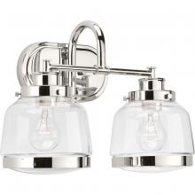  P300081-104 - Judson Collection Two-Light Polished Nickel Clear Glass Farmhouse Bath Vanity Light